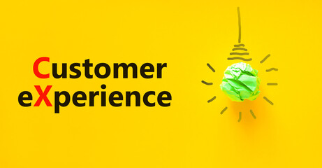 CX customer experience symbol. Concept words CX customer experience. Green light bulb icon....