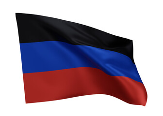 3d flag of Donetsk People's Republic isolated on white background. 3d rendering.