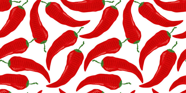 Vector seamless pattern of vintage chilli pattern.