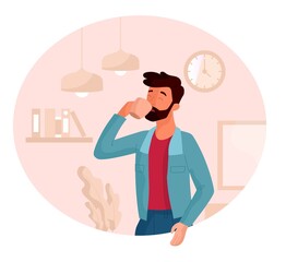 Man with cup at home