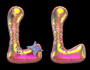 Golden Balloon font. Letter L