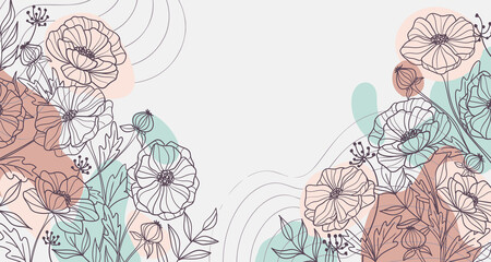Colored watercolor flowers for a gift card Vector