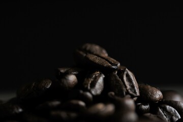 coffee beans on a black background
