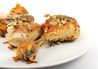 Macro photo fried chicken drumsticks