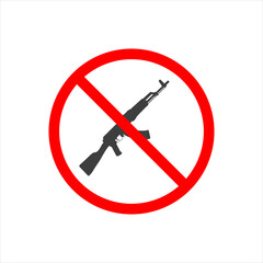 no guns sign with automatic rifle.