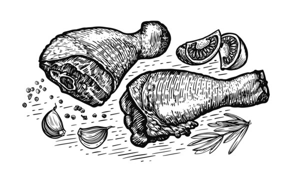 Braised chicken feet, chinese food sketch vector. - Stock Illustration  [46759613] - PIXTA