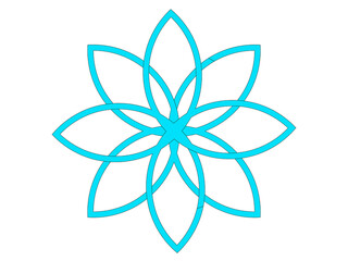Grafika wektorowa przedstawiająca niebieski obiekt stylizowany na kwiat powstały w wyniku przekształceń okręgu. - obrazy, fototapety, plakaty