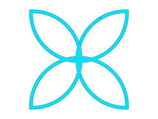 Grafika wektorowa przedstawiająca niebieski obiekt stylizowany na kwiat powstały w wyniku przekształceń okręgu. © boguslavus