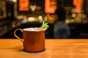 Delicious Moscow Mule drink copper cup