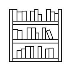 library shelf with books line icon vector illustration