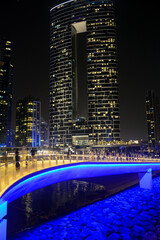 Dubai, UAE - February 3, 2022: Bluewaters pedestrian bridge in Marina Walk