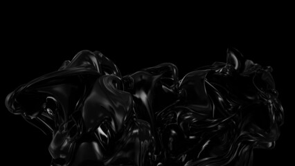 Abstract black flying liquid cloth background. 3d rendering
