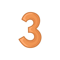 The Arabic color numeral is 3. Vector number in cartoon style