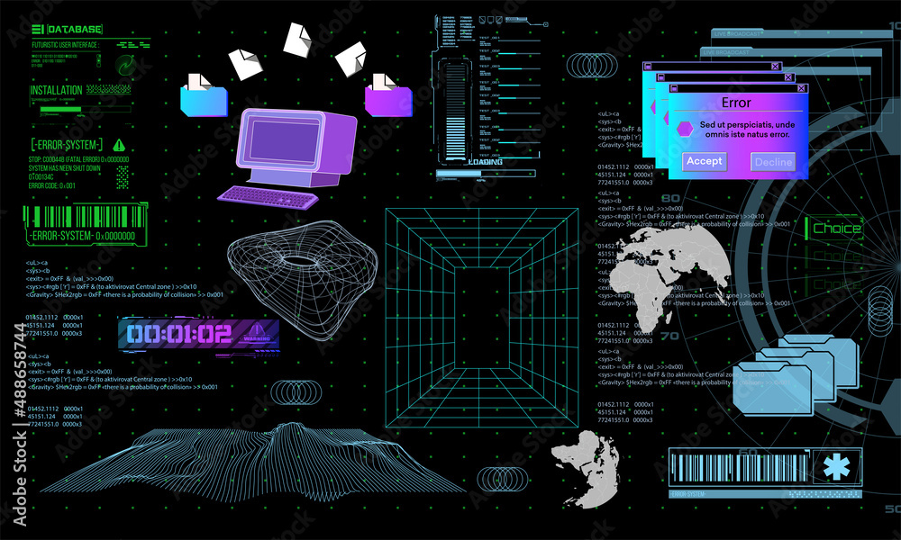 Leinwandbilder abstract minimal vector black and white poster template. digital technology interface. titles and fr