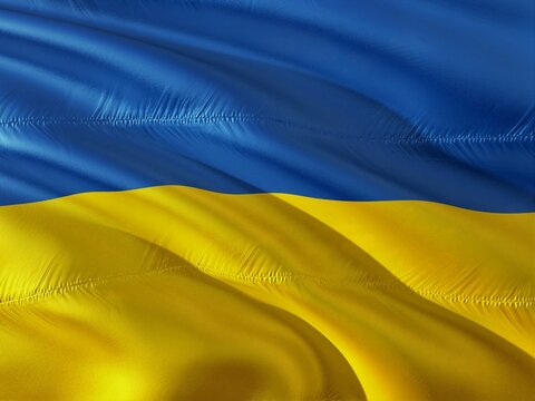 Ukraine country flag on white background.