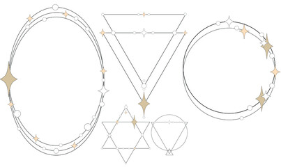 Astrology and mystical  Symbol, Round Frame with sparkle