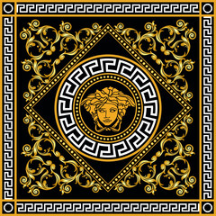 Golden baroque pattern on black. EPS10 Illustration.	 - obrazy, fototapety, plakaty