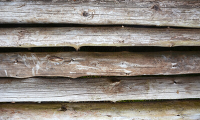 Obraz premium Background from old wooden boards (wooden beam). Vintage texture, background. Natural color