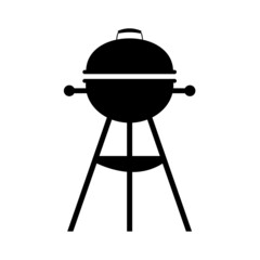 Silhouette of a barbecue with an open lid for bacon and meat, isolated black barbecue icon on a white background. Vector graphics