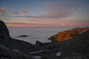 Fototapeta na wymiar The sunset in the Picos de Europa National Park, Asturia, Spain