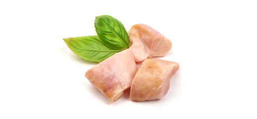 Smoked chicken fillet, isolated on white background.