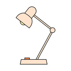 Desk lamp for lighting in the form of a colored icon, office lamp, illustration of the drawing of the lamp. Isolated on white background. Vector graphics
