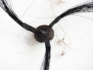 robot vacuum cleaner brush clogged with hair and dust