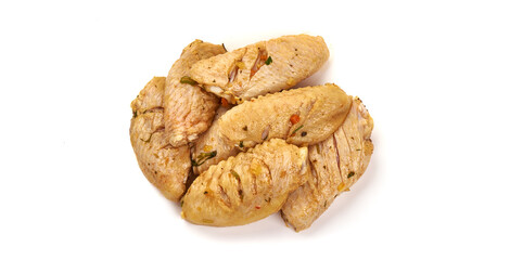 Marinated buffalo wings, isolated on white background.