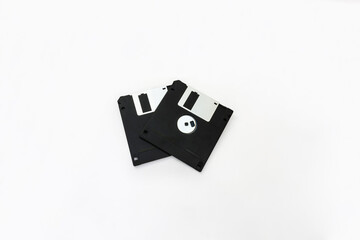 MF-2HD Floppy disks 3.5 inch on white isolated background.