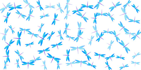Fototapeta na wymiar Tropical cyan blue dragonfly isolated vector illustration. Spring vivid damselflies. Wild dragonfly isolated girly wallpaper. Sensitive wings insects graphic design. Nature creatures
