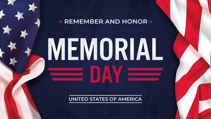 Memorial Day. Remember and honor. American Flag Border and Stars, Patriotic Vector Illustration