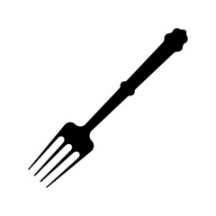 Fork icon. Black silhouette. Top side view. Vector simple flat graphic illustration. Isolated object on a white background. Isolate.