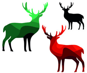 Vector colorful simple illustration: Deer in the forest, ready to print