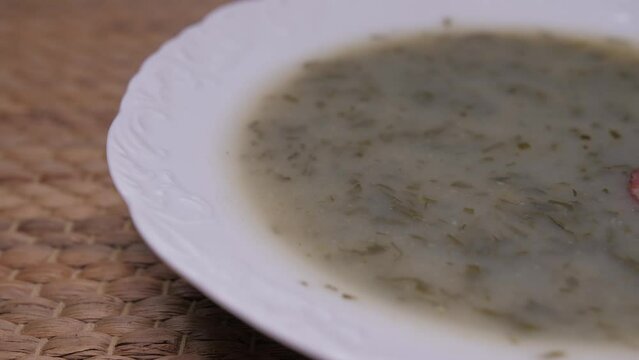 green broth caldo verde popular portuguese soup slow motion 4k