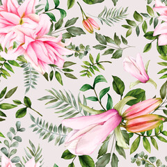 Beautiful watercolor floral seamless pattern