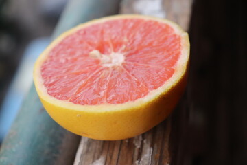 Naklejka na ściany i meble Pink grapefruit slice,Grapefruit slice isolated