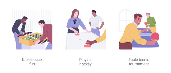 Entertainment with colleagues isolated cartoon vector illustrations set.