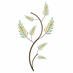 twigs and leaves flat pastel cartoon cute design