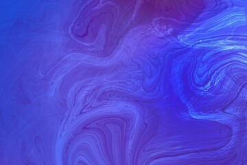 abstract blue and purple background with liquid paint, trendy very peri wallpaper in fluid art technique, colorful dark blue handcrafted artwork for wall decoration, interior poster, cover template 