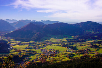 View from the top of the mountain on valley of Tegernsee