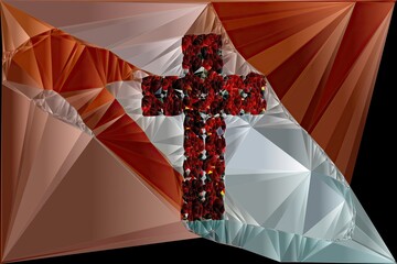 Artwork of abstract composition made with geometrical shapes of cross of Jesus