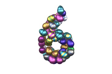 Shiny Easter Egg Themed Font Number 6