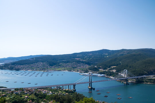 View of the bridge of rande and the ria de Vigo, Galicia, Spain