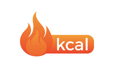 Energy fat burn kcal fire icon. Kilocalorie hot logo vector weight fitness flame graphic icon. Vector