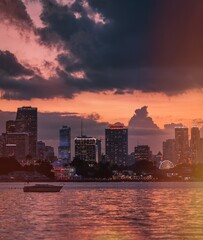 Naklejka premium skyline sunset MIAMI FLORIDA usa beautiful