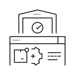 storehouse logistics process line icon vector illustration