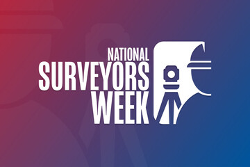 National Surveyors Week. Holiday concept. Template for background, banner, card, poster with text inscription. Vector EPS10 illustration. - obrazy, fototapety, plakaty