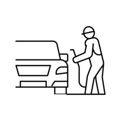 refuel car on gas station line icon vector illustration