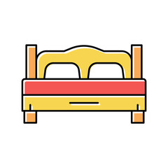 bed in motel apartment color icon vector illustration