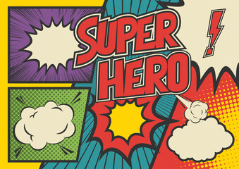 レトロ風アメコミ風コマ割り素材 Retro pop art comics book magazine, speech bubble, balloon, box message	
